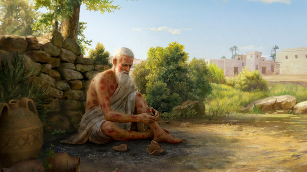 Satan versucht Hiob einmal mehr (Wundgeschwüre brechen am ganzen Körper Hiobs aus) (Teil 1)